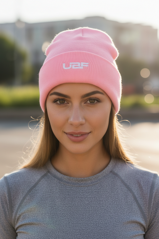 UBF Cuffed Beanie (White Logo) — Unisex Soft Acrylic Ribbed Beanie