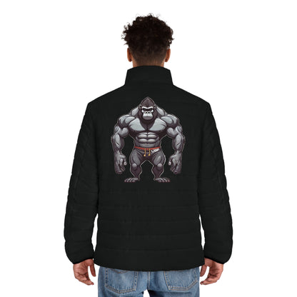 Men's UBF Gorilla Puffer Jacket (Black) — Quilted Beast-Back Print