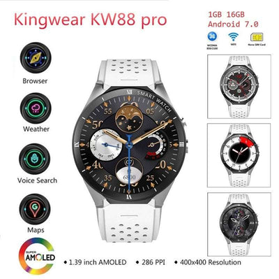 KingWear KW88 Pro 3G Smartwatch Phone Android 7.0 Quad Core 1.3GHz 1GB 16GB Bluetooth 4.0 Smart Watch Phone GPS Wearable Devices.