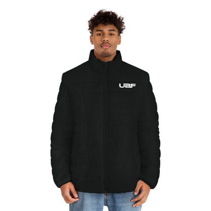 Men's UBF Tiger Puffer Jacket (Black) — Quilted Beast-Back Print