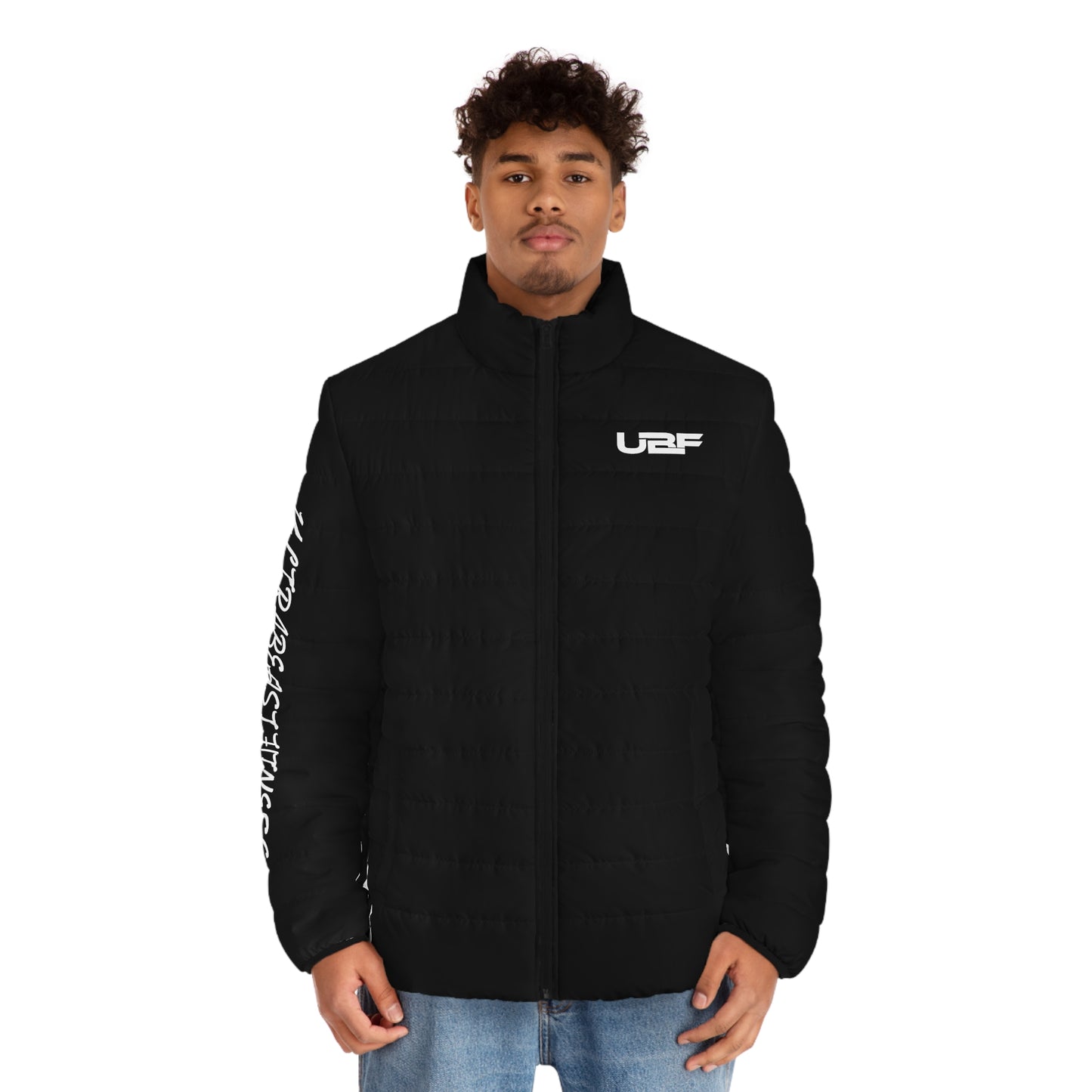Men's Puffer Jacket — All-Over Print Quilted Winter Coat