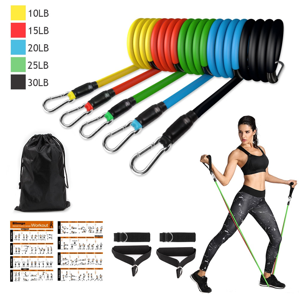 Complete Home Workout Resistance Band Kit - Versatile Exercise Set with Door Anchor, Leg & Ankle Straps for Full-Body Training, Physical Therapy & Fitness