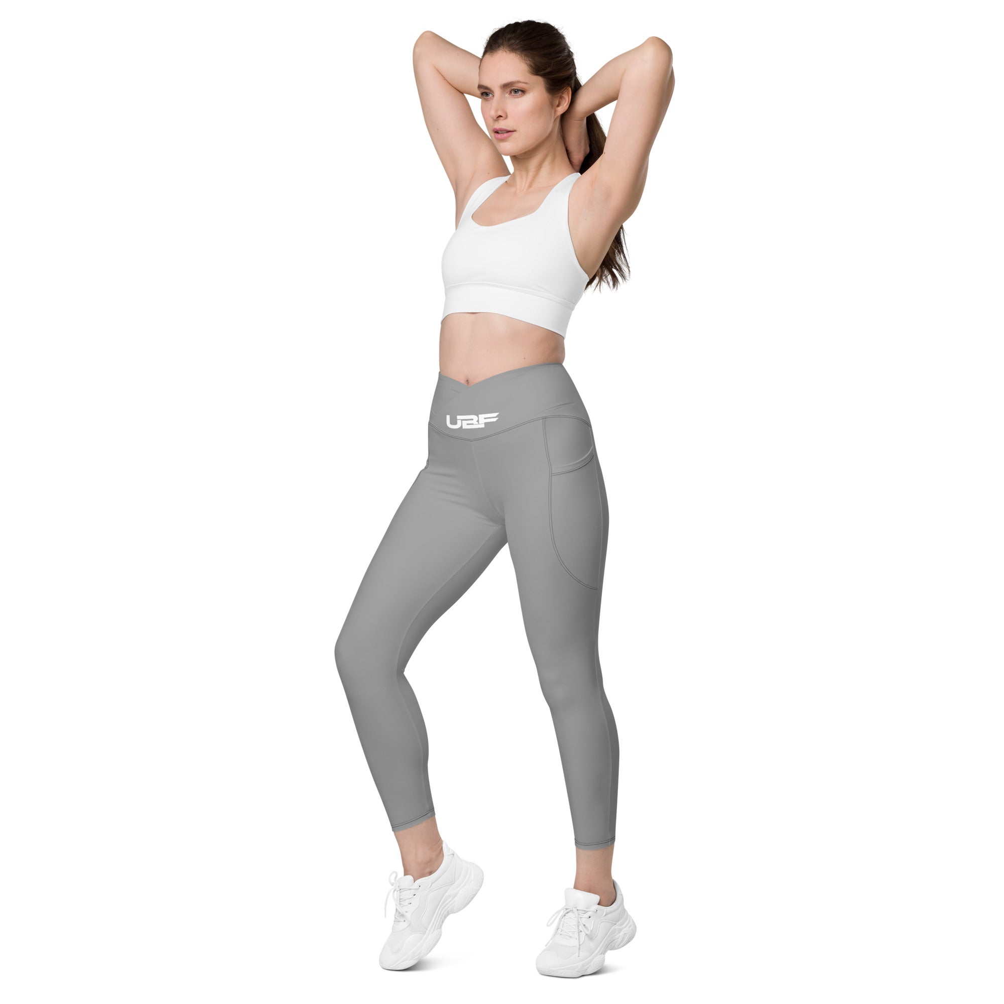 White UBF  Grey Crossover leggings with pockets