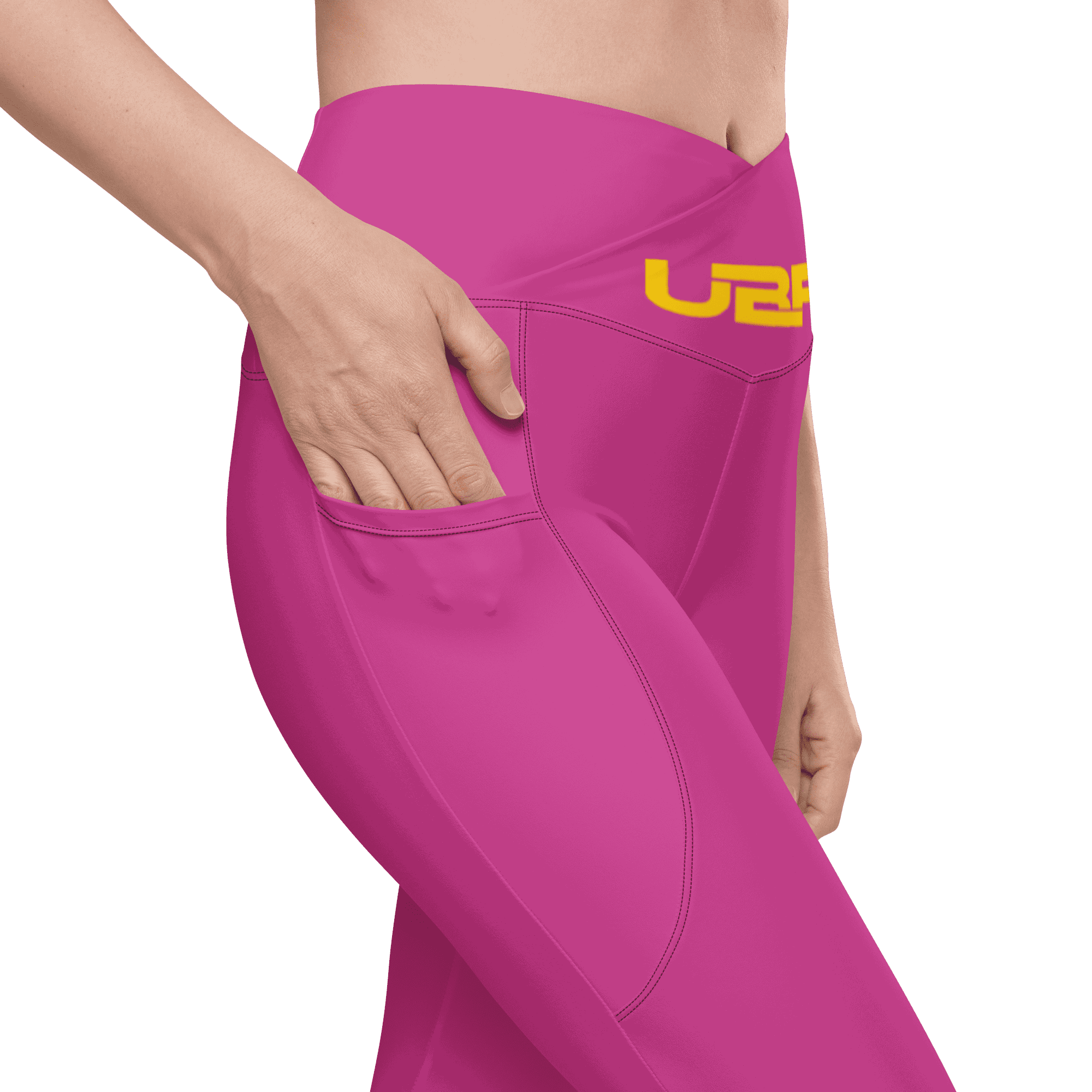 Deep Cerise Crossover leggings with pockets.