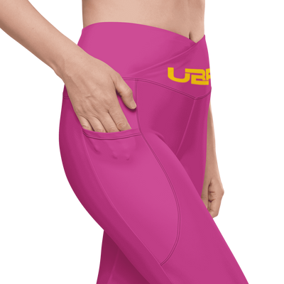 Deep Cerise Crossover leggings with pockets.