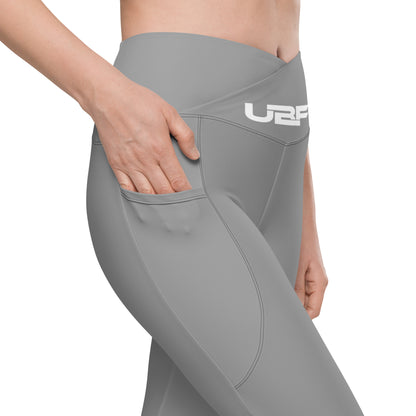 White UBF  Grey Crossover leggings with pockets