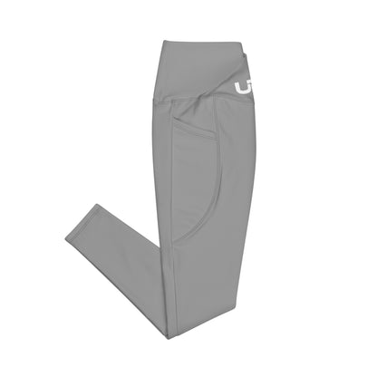 White UBF  Grey Crossover leggings with pockets