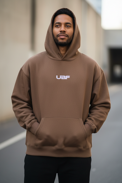 Men's UBF Oversized Hoodie (White Logo) — Heavyweight Brushed Fleece