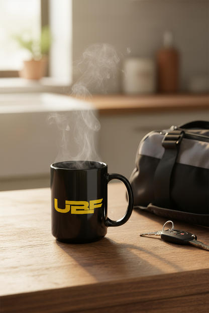 UBF Black Glossy Ceramic Mug — 11oz & 15oz
