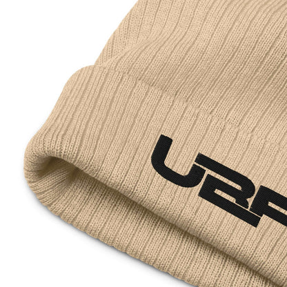 Black UBF Ribbed knit beanie