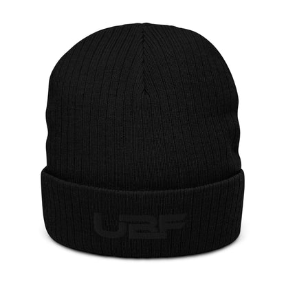 Black UBF Ribbed knit beanie