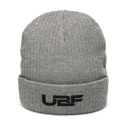 Black UBF Ribbed knit beanie