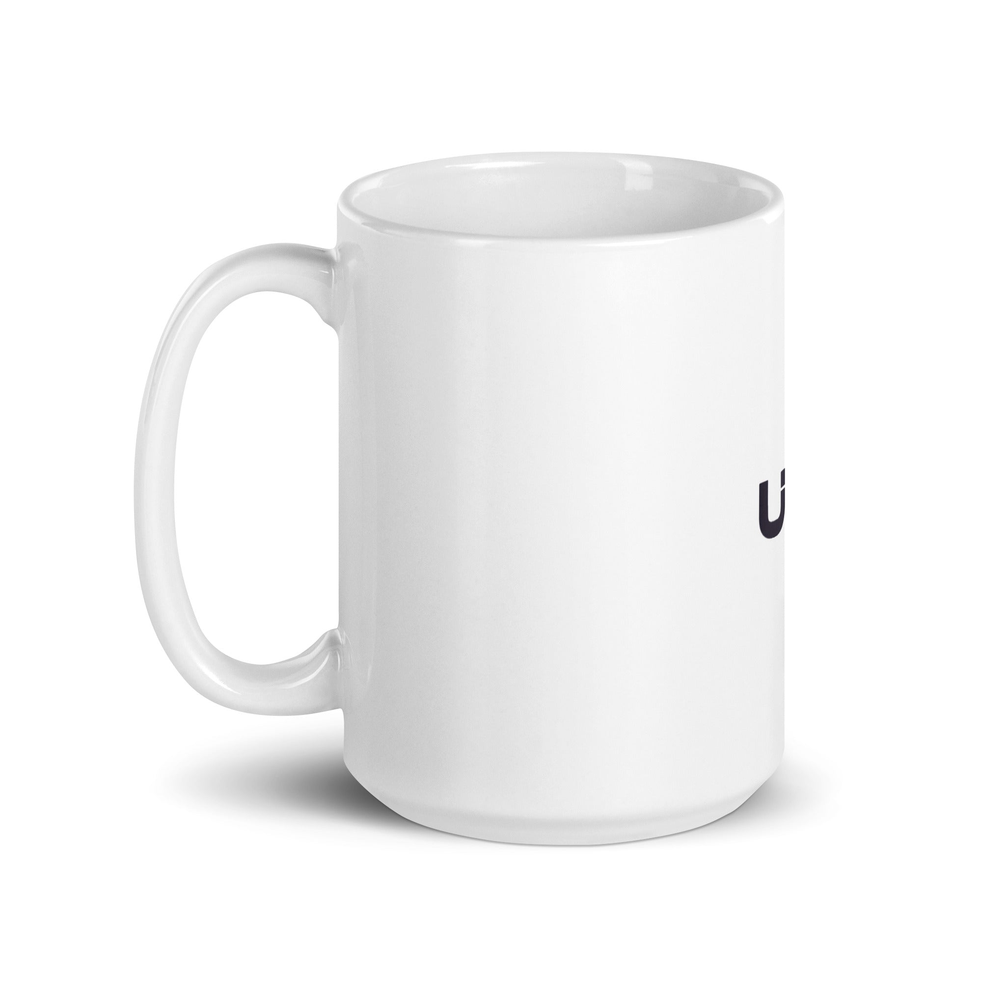 White glossy mug with Black UBF