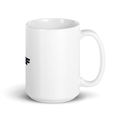 White glossy mug with Black UBF