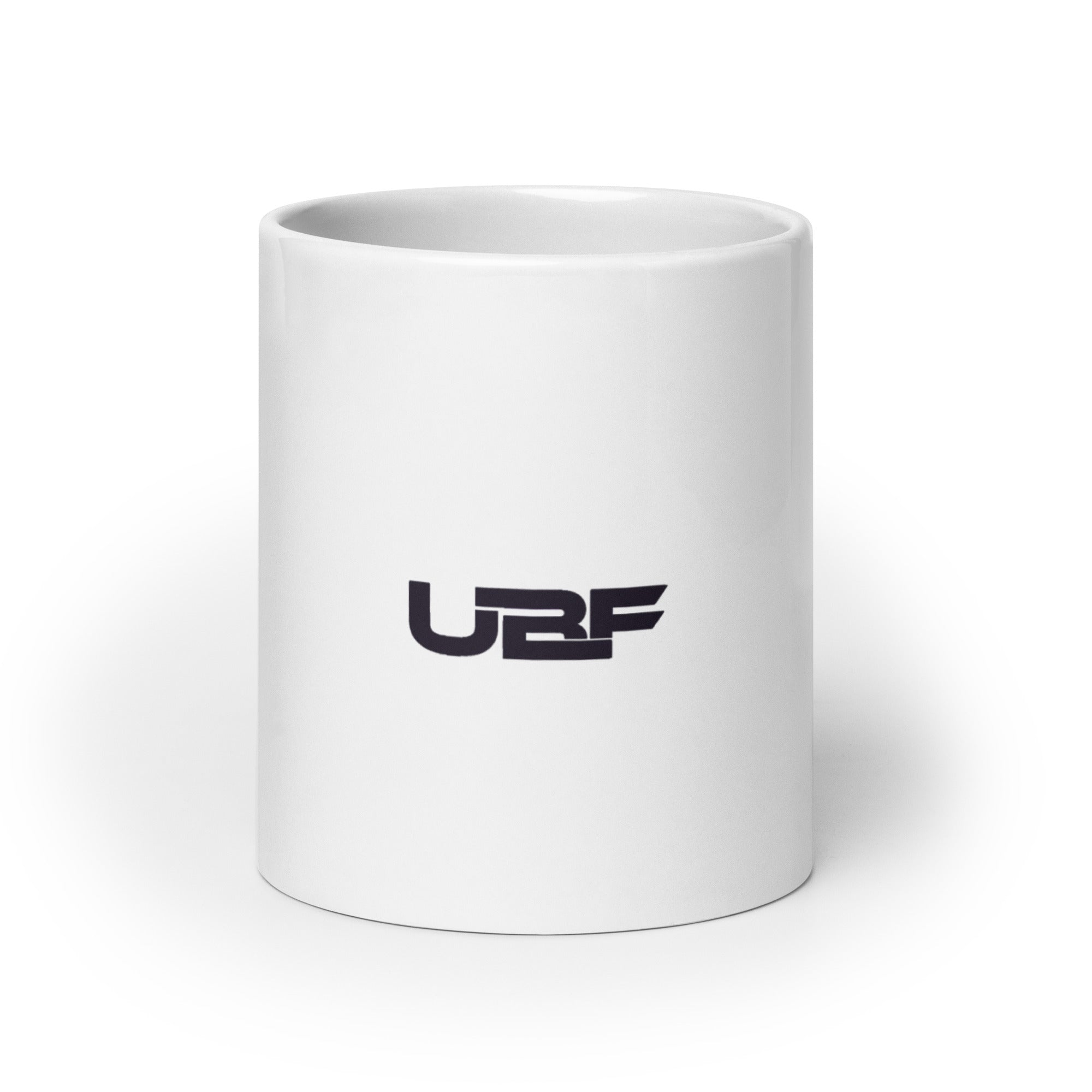 White glossy mug with Black UBF