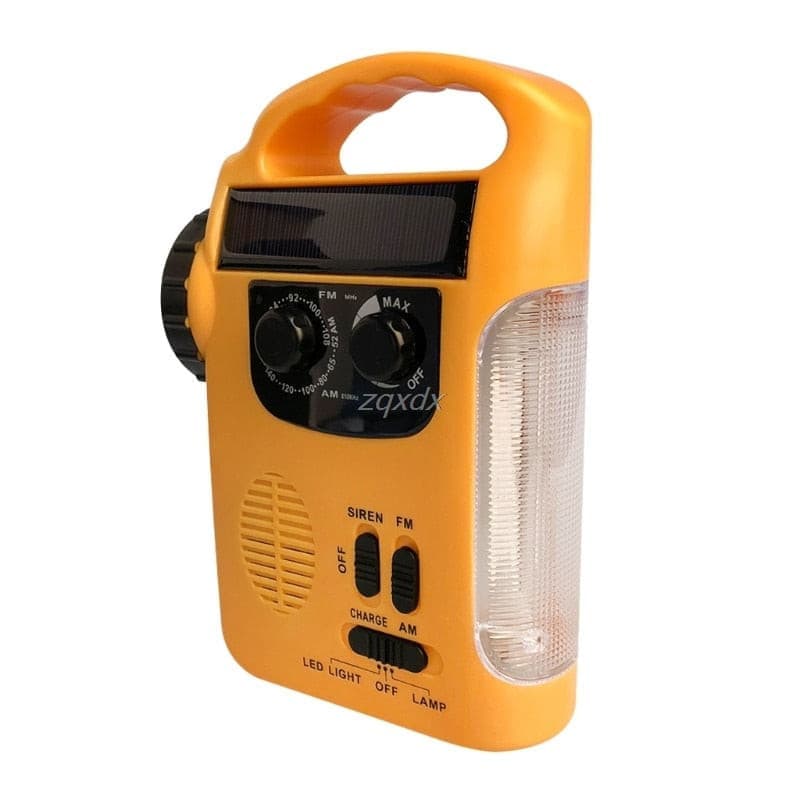 Outdoor Emergency Hand Crank Solar Dynamo AM/FM Radios Power Bank with LED Lamp.