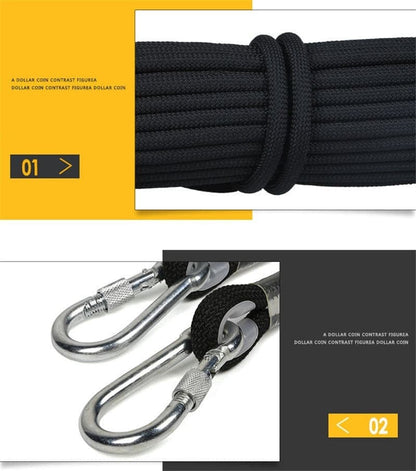 Professional Climbing Cord 12mm Diameter Length 10-100m 18KN High Strength polypropylene Paracord Safety Rope with 2pcs Buckle.