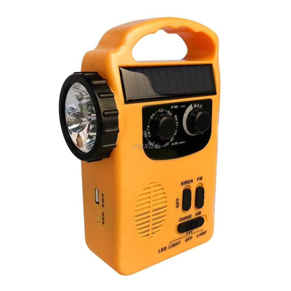 Outdoor Emergency Hand Crank Solar Dynamo AM/FM Radios Power Bank with LED Lamp.