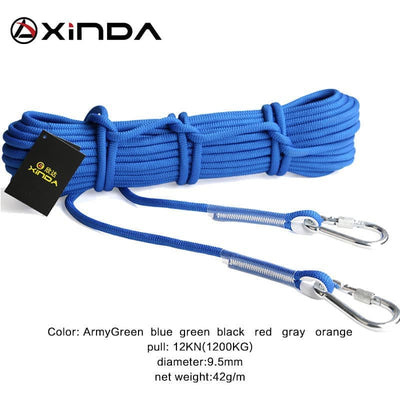 XINDA 10M Professional Rock Climbing Cord Outdoor Hiking Accessories Rope 9.5mm Diameter 2600lbs High Strength Cord Safety Rope.