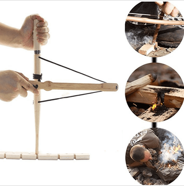Bow Drill Kit Fire Starter- A Primitive Wood Survival Practice.