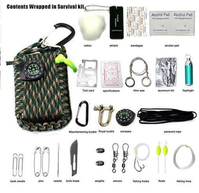29 in 1 SOS Emergency Equipment bag field survival box self-help for Camping Hiking saw/fire.