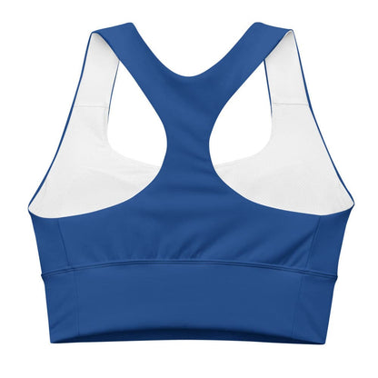 Blue stencil UBF Longline sports bra.