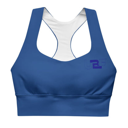 Blue stencil UBF Longline sports bra.