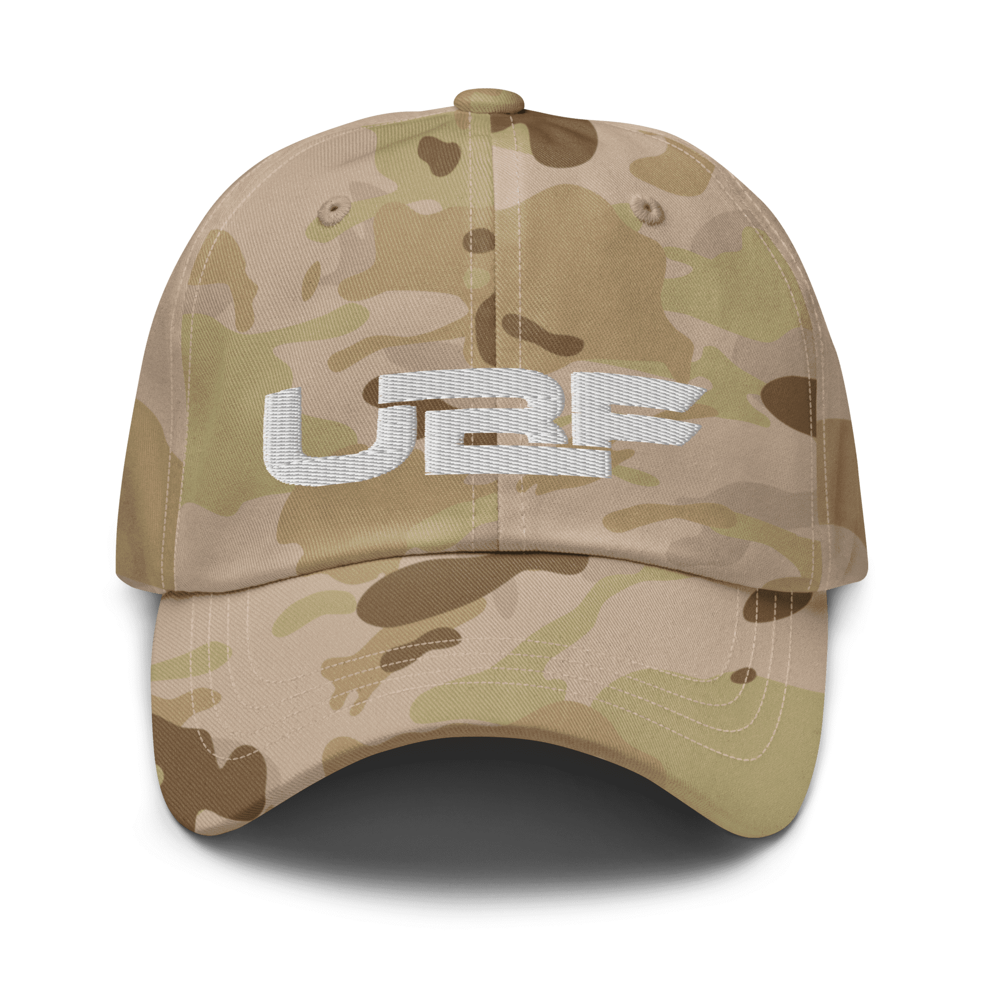 White UBF Multicam dad hat