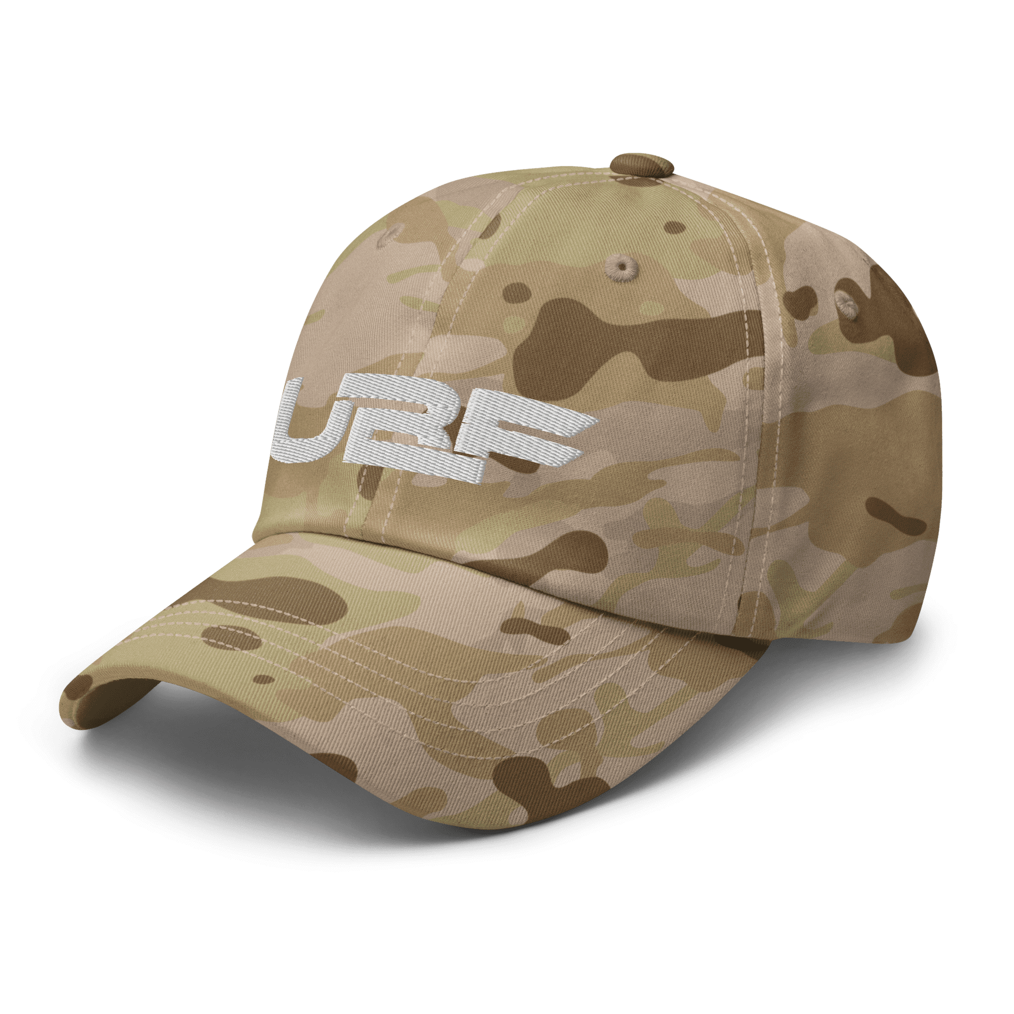 White UBF Multicam dad hat