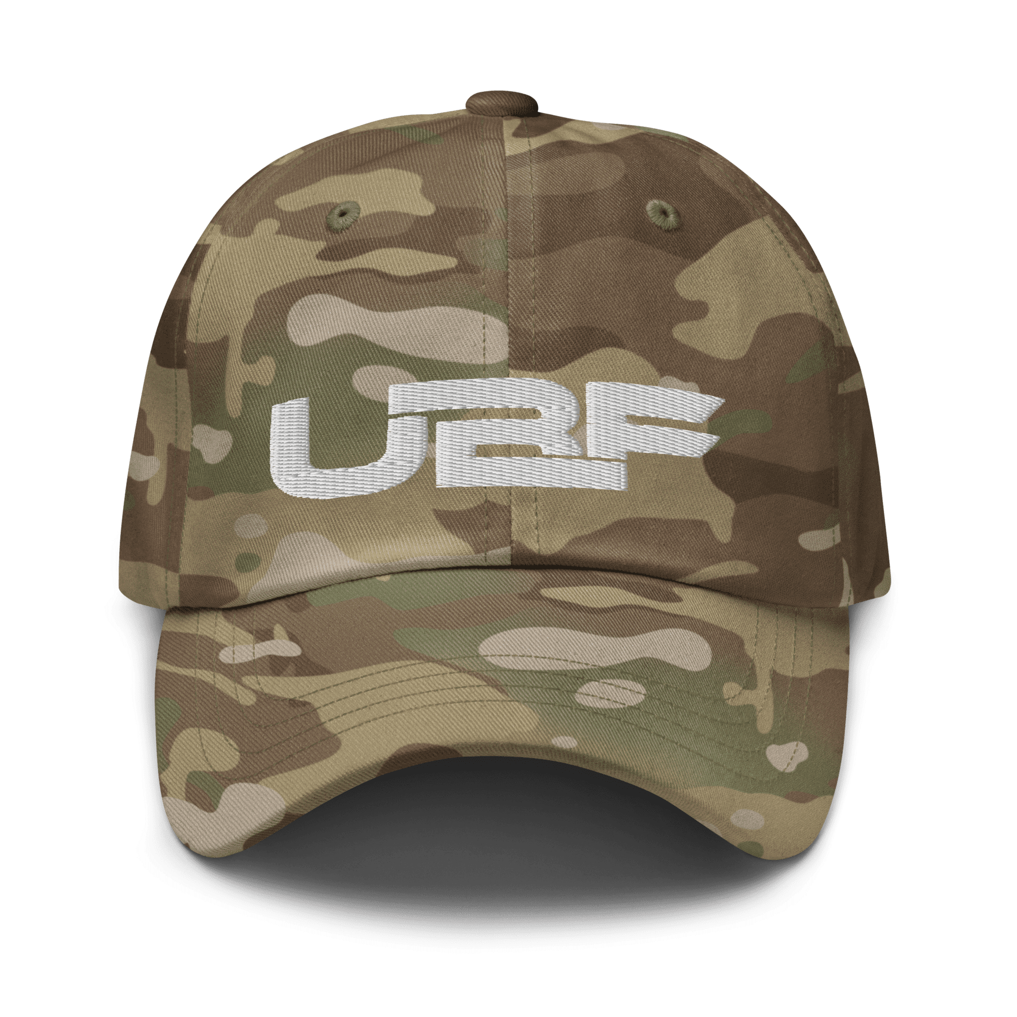 White UBF Multicam dad hat