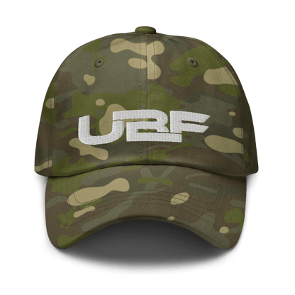 White UBF Multicam dad hat