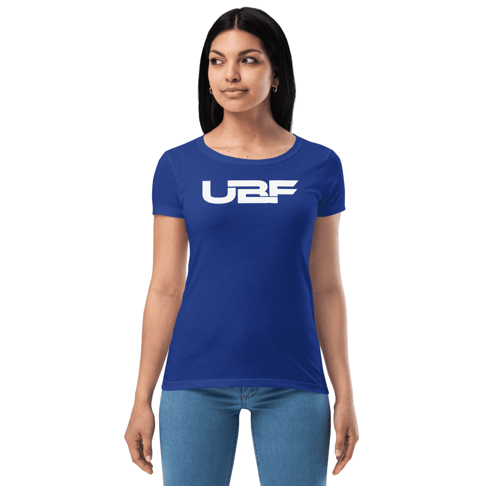 Women’s UBF print fitted t-shirt.